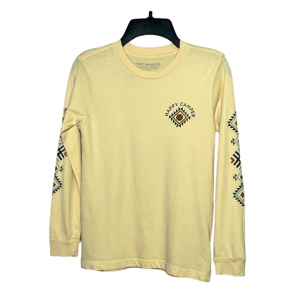 Tiny Whales Boys Happy Camper Long Sleeve T Shirt 100% Cotton Size 7 New